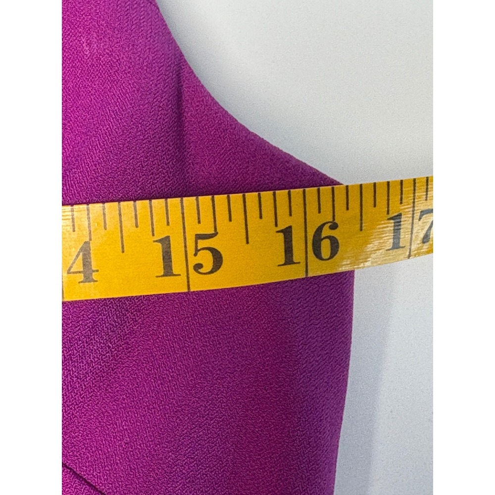 Tahari S/4 Levine Arthur Dress Magenta Pink Fit Flare Sleeveless V-Neck Textured - Picture 6 of 12